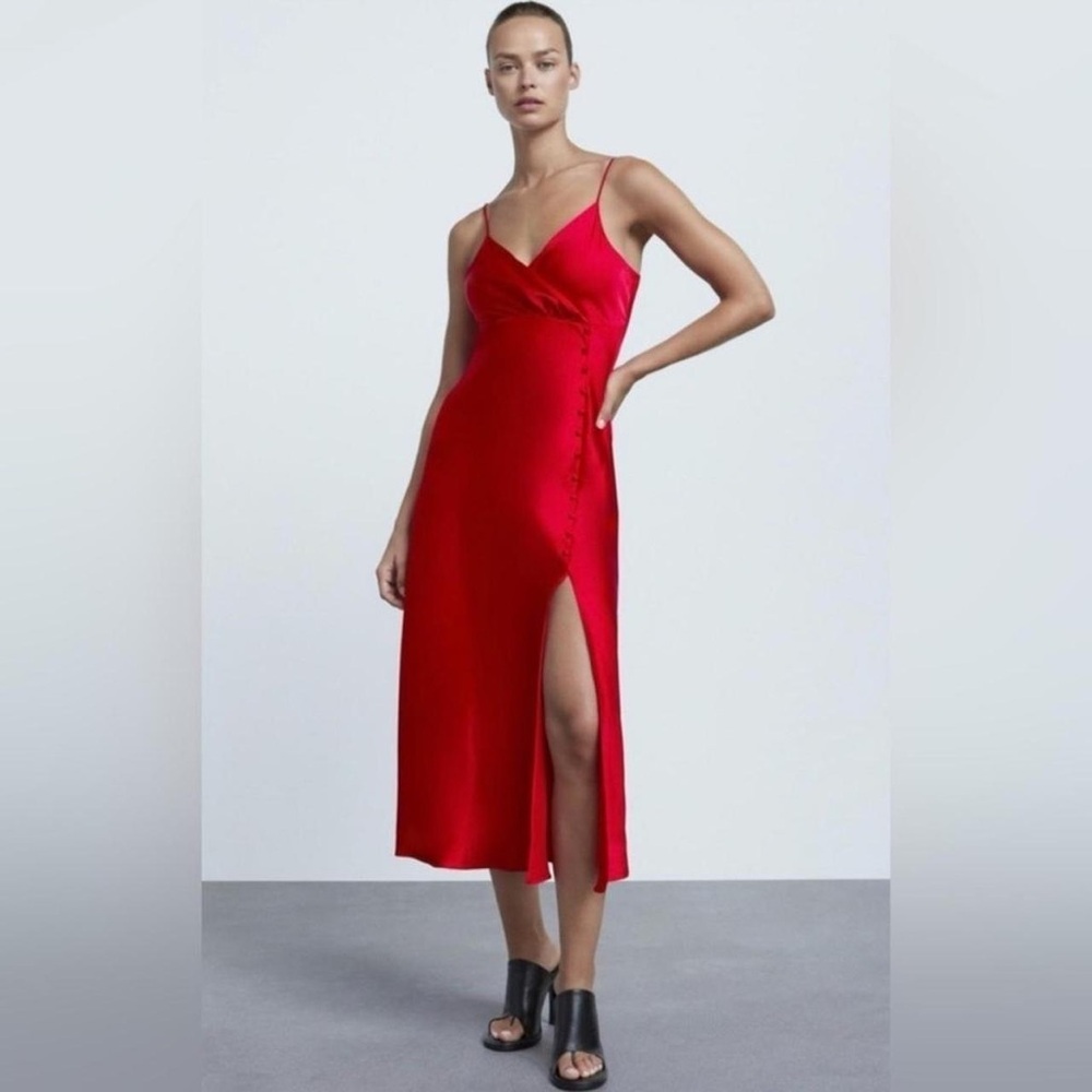 Zara Vibrant Red Midi Dress